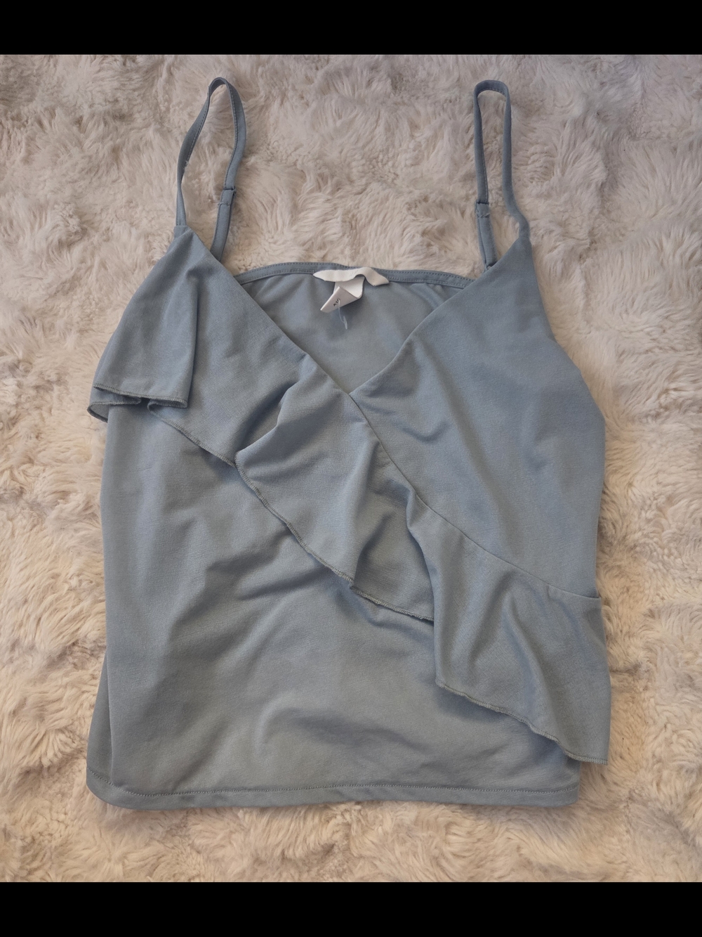H&M Soft Light Blue Ruffle Camisole Tanktop Small - Picture 2 of 4